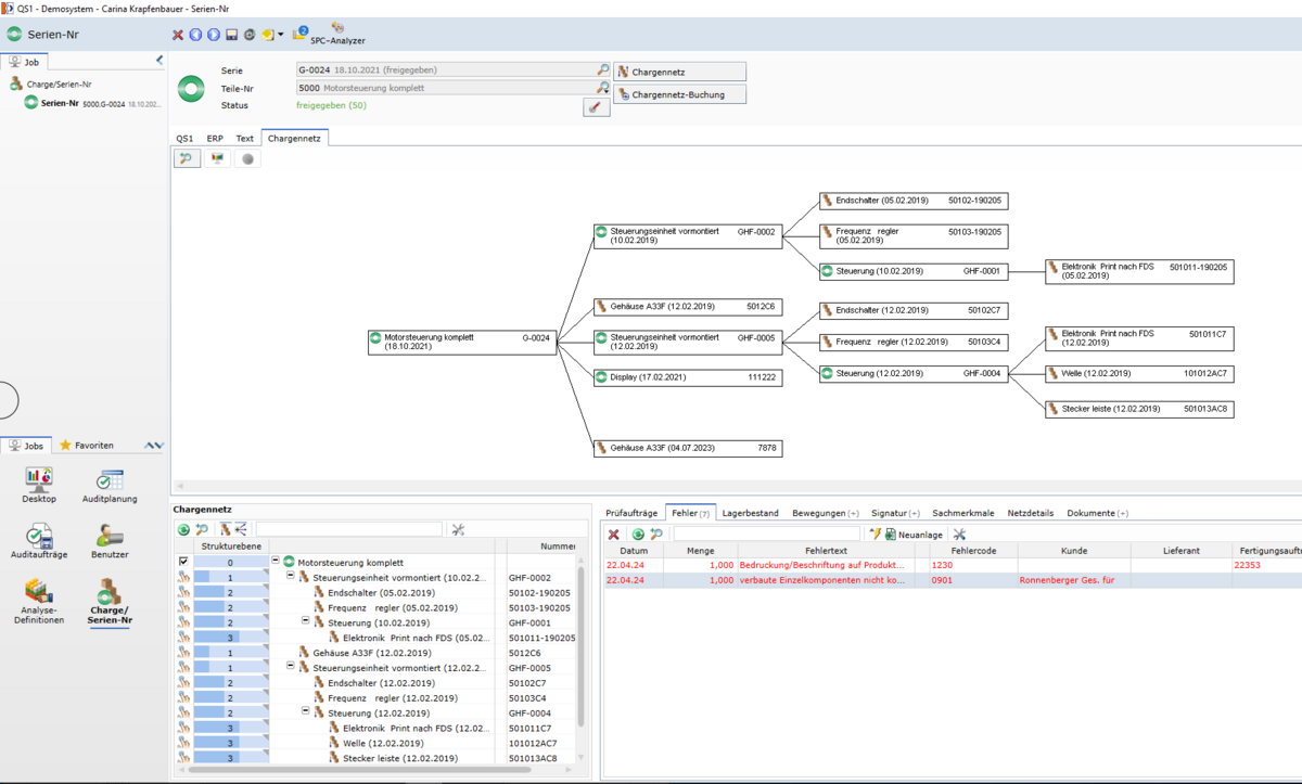 Chargenverfolgung Software Screenshot Chargenabweichungen