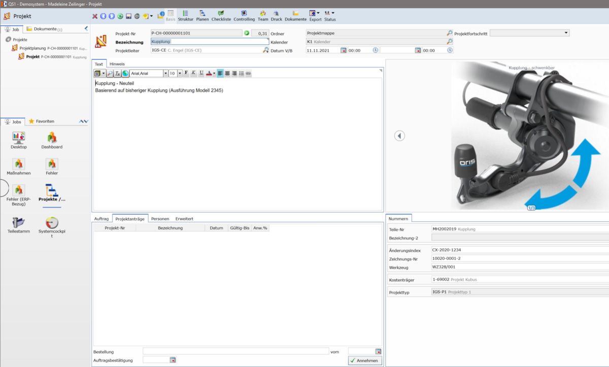 Screenshot APQP Software Projekt