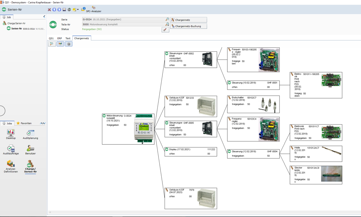 Chargenverfolgung Software Screenshot Chargennetz