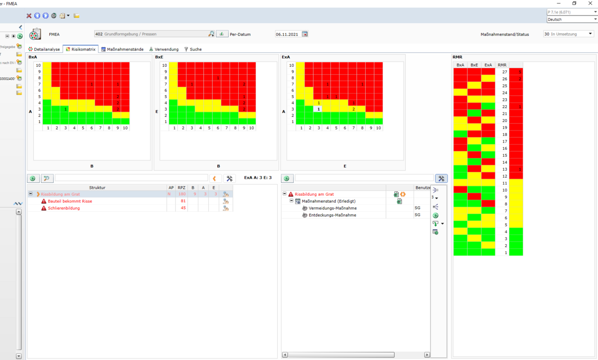 FMEA software Screenshot Risikoanalyse