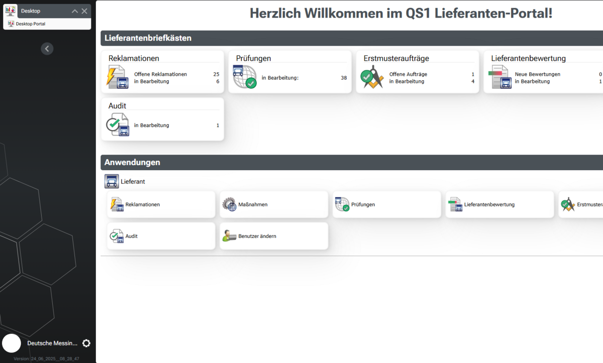 Screenshot QS1: Maßnahmen Portal