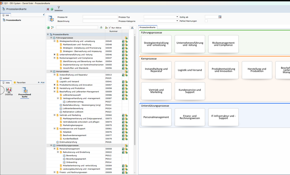 Screenshot Prozessmanagement Software Prozesslandkarte